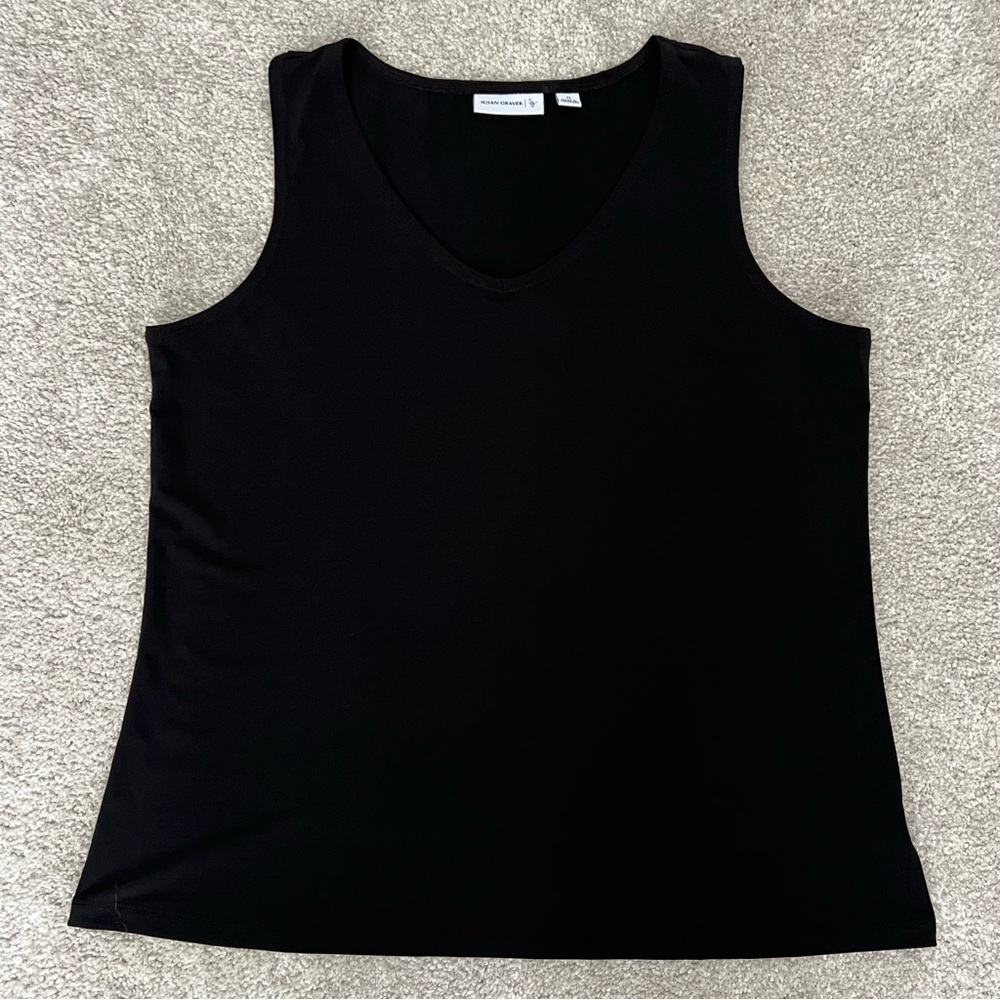 Susan Graver liquid knit v-neck tank - Picture 3 of 9